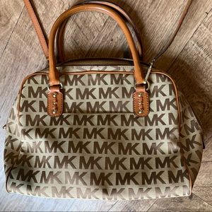 Michael Kors Authentic brown fabric shoulder purse